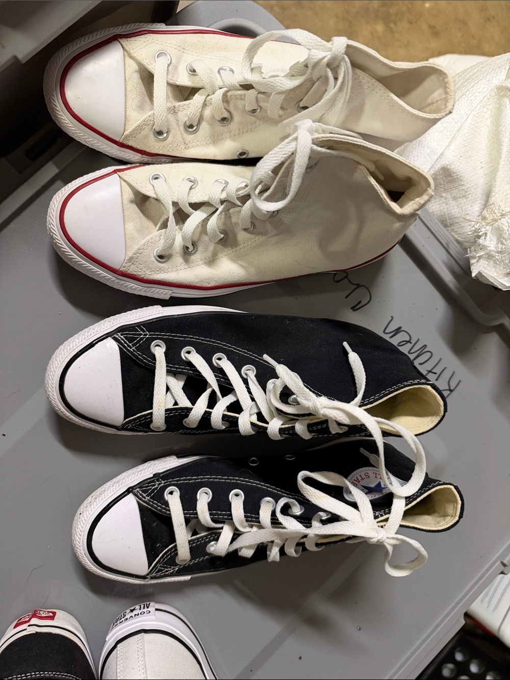 Converse  High-Top Sneakers in Black and White with white pair